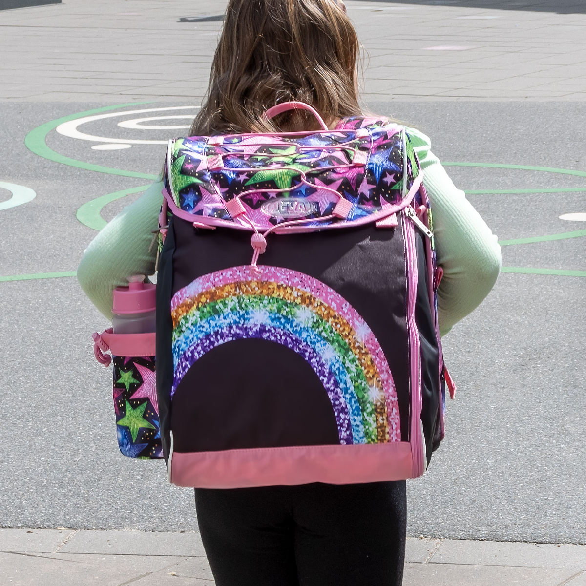 Intermediate Shimmer Rainbow Skoletaske