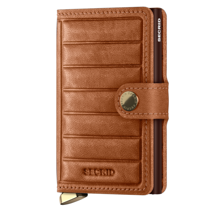 Premium Miniwallet Emboss Lines Cognac