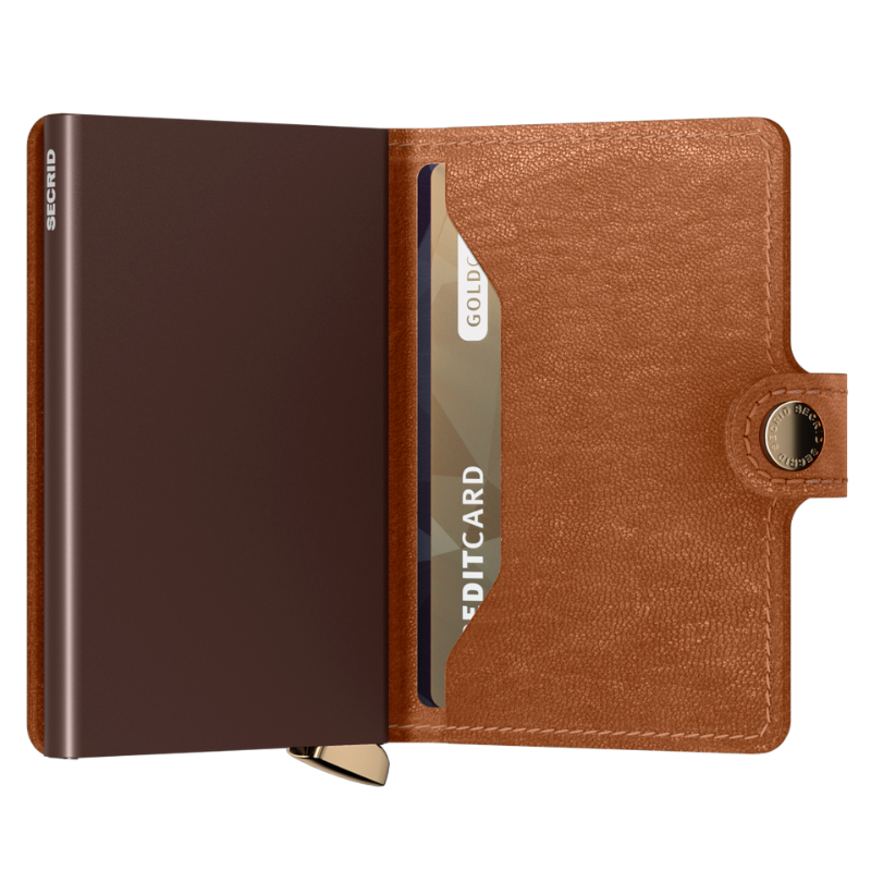 Premium Miniwallet Emboss Lines Cognac