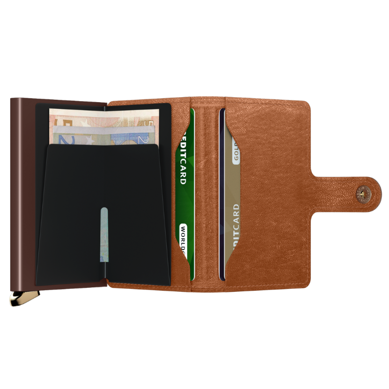 Premium Miniwallet Emboss Lines Cognac