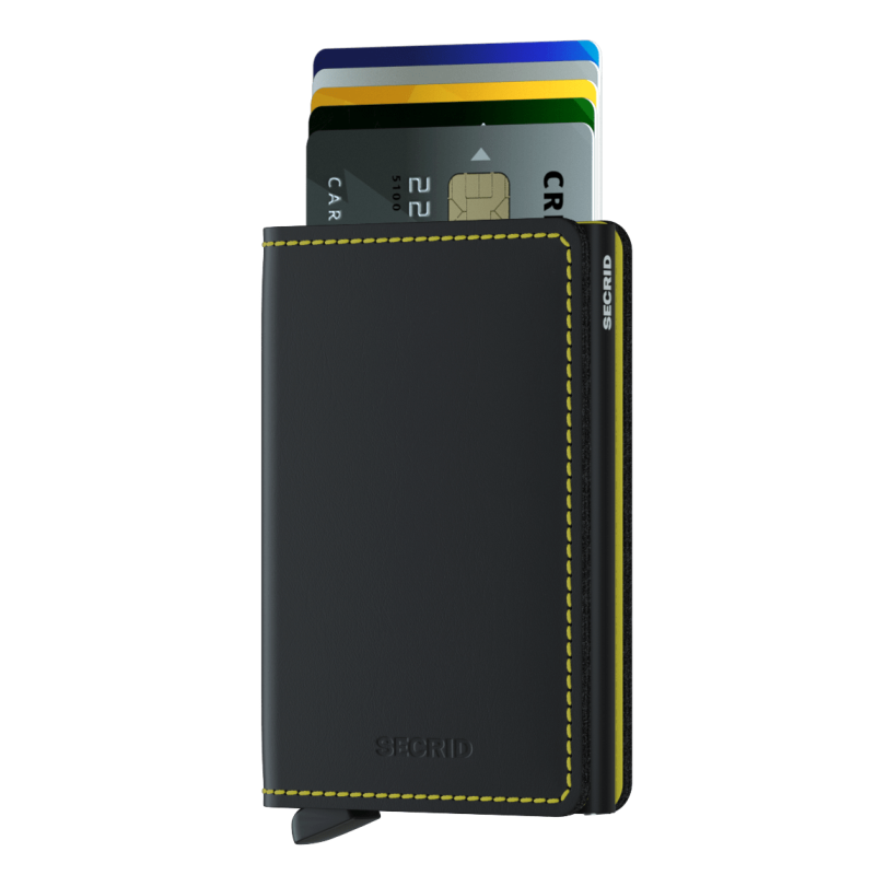 SECRID SLIMWALLET MATTE BLACK & YELLOW KORTHOLDER