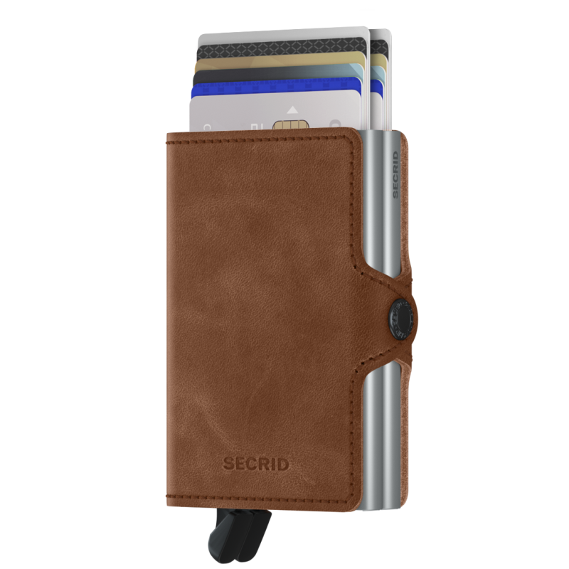SECRID TWINWALLET VINTAGE COGNAC-SILVER KORTHOLDER