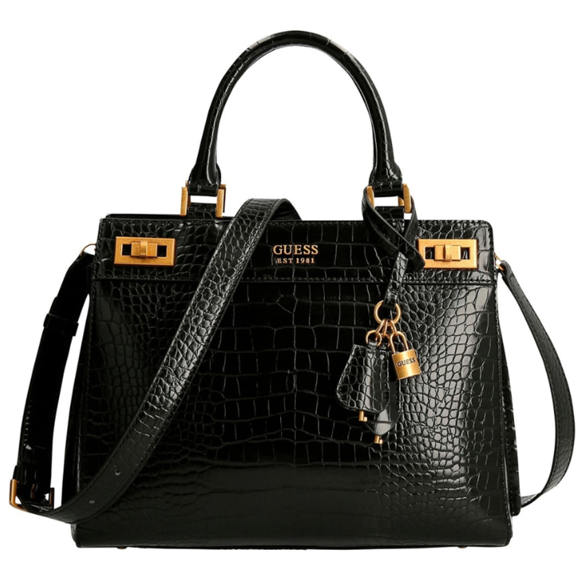 GUESS KATEY CROC LUXURY SATCHEL HÅNDTASKE