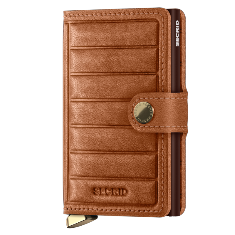 SECRID PREMIUM MINIWALLET EMBOSS LINES COGNAC