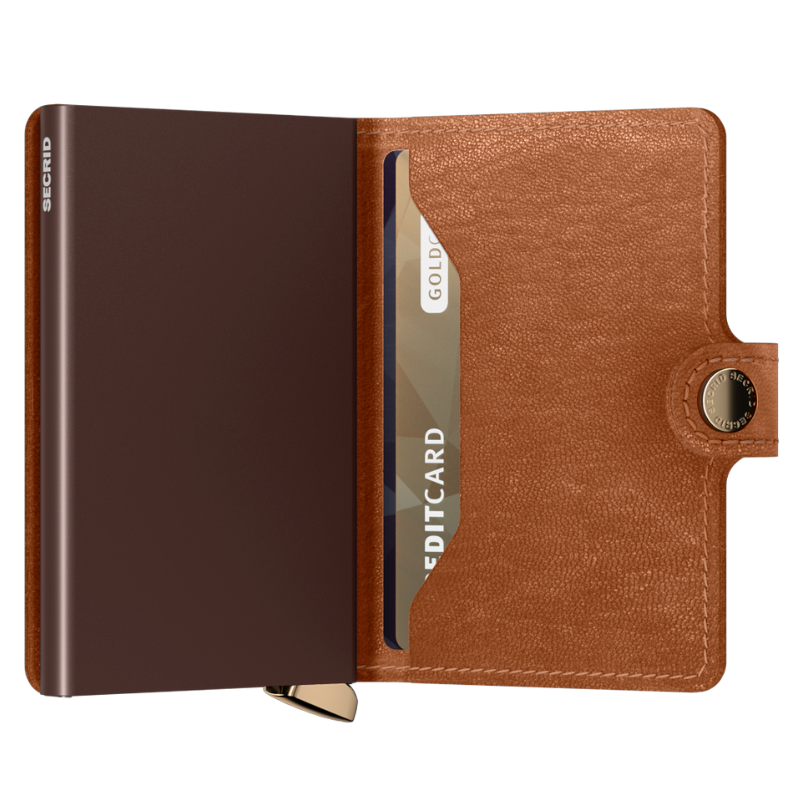 SECRID PREMIUM MINIWALLET EMBOSS LINES COGNAC