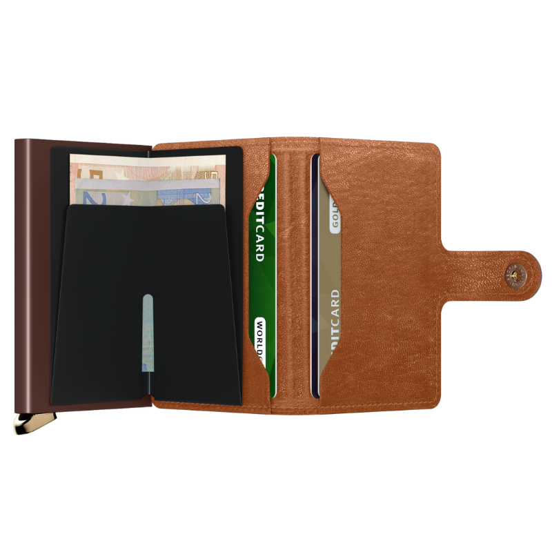 SECRID PREMIUM MINIWALLET EMBOSS LINES COGNAC