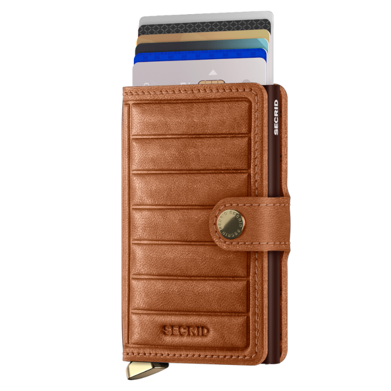 SECRID PREMIUM MINIWALLET EMBOSS LINES COGNAC