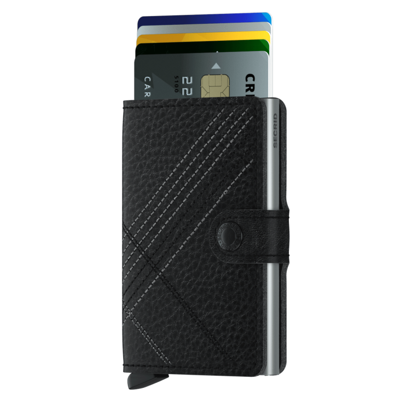 SECRID MINIWALLET STITCH LINEA BLACK KORTHOLDER