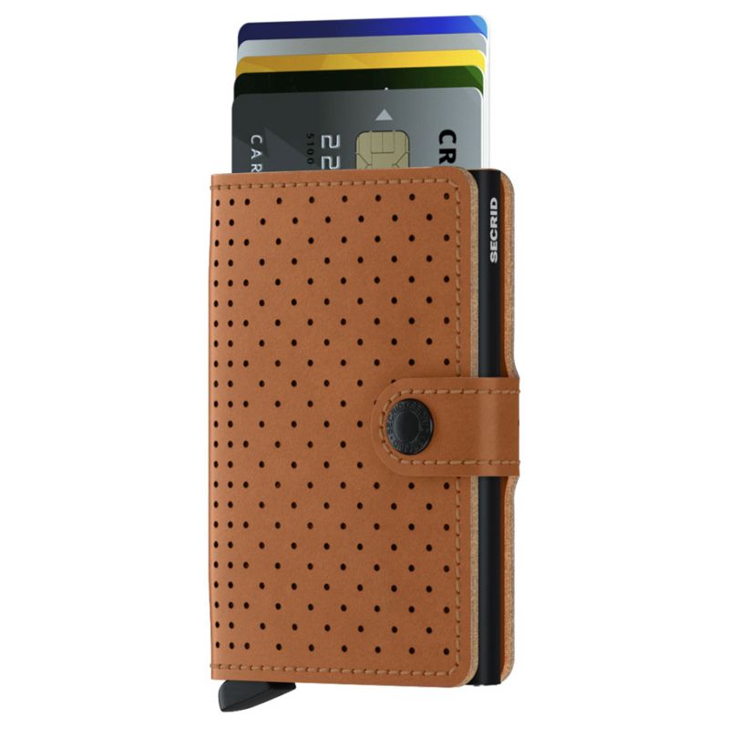 SECRID MINIWALLET PERFORATED KORTHOLDER COGNAC