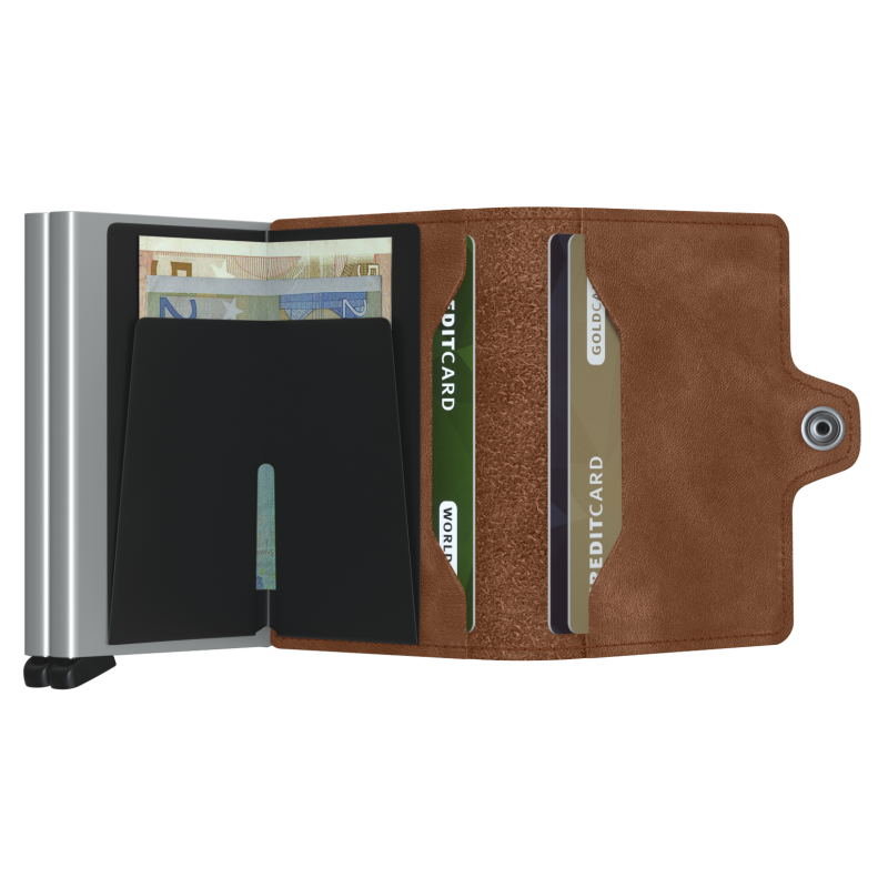 SECRID TWINWALLET VINTAGE COGNAC-SILVER KORTHOLDER